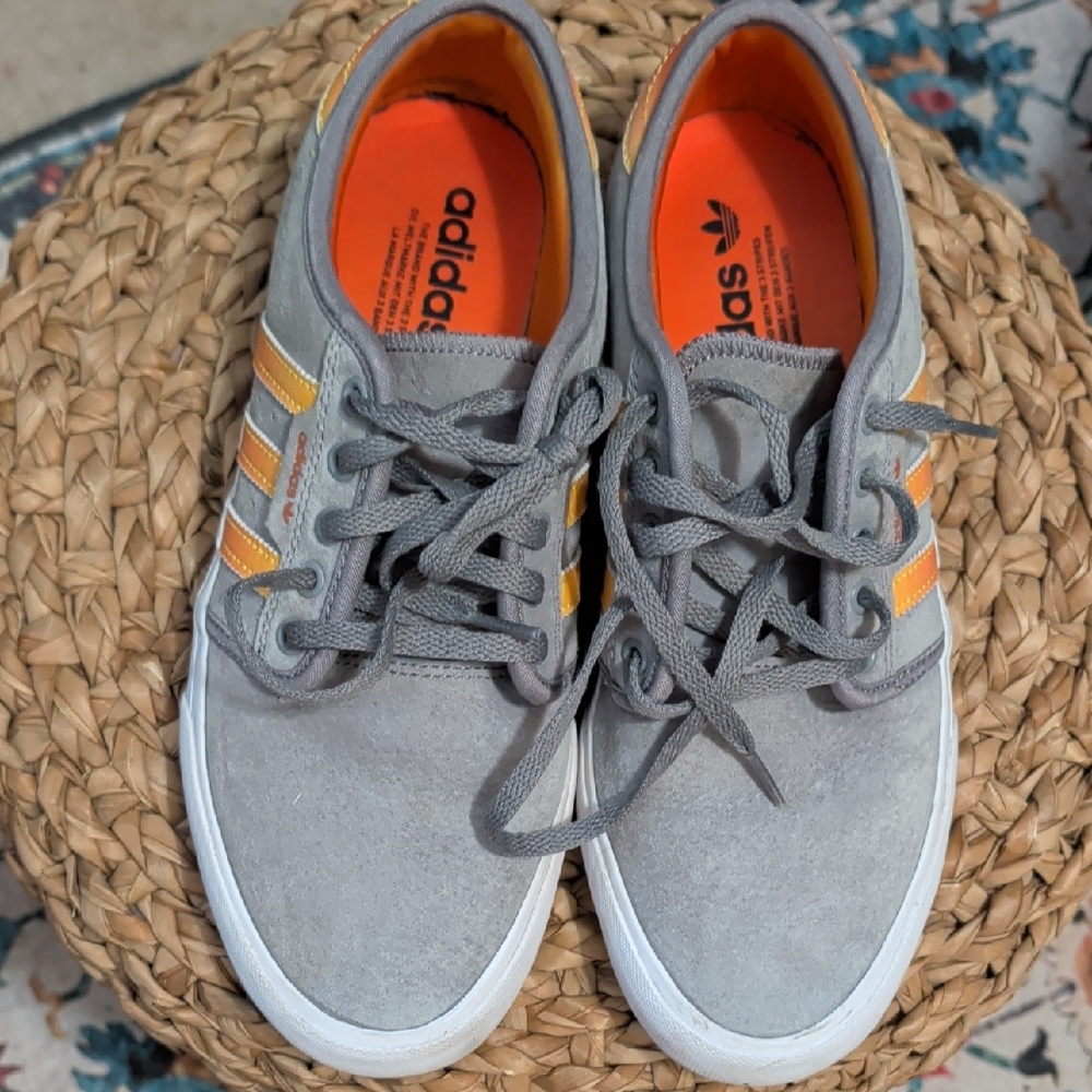Adidas Men's Gray and Orange Sneakers